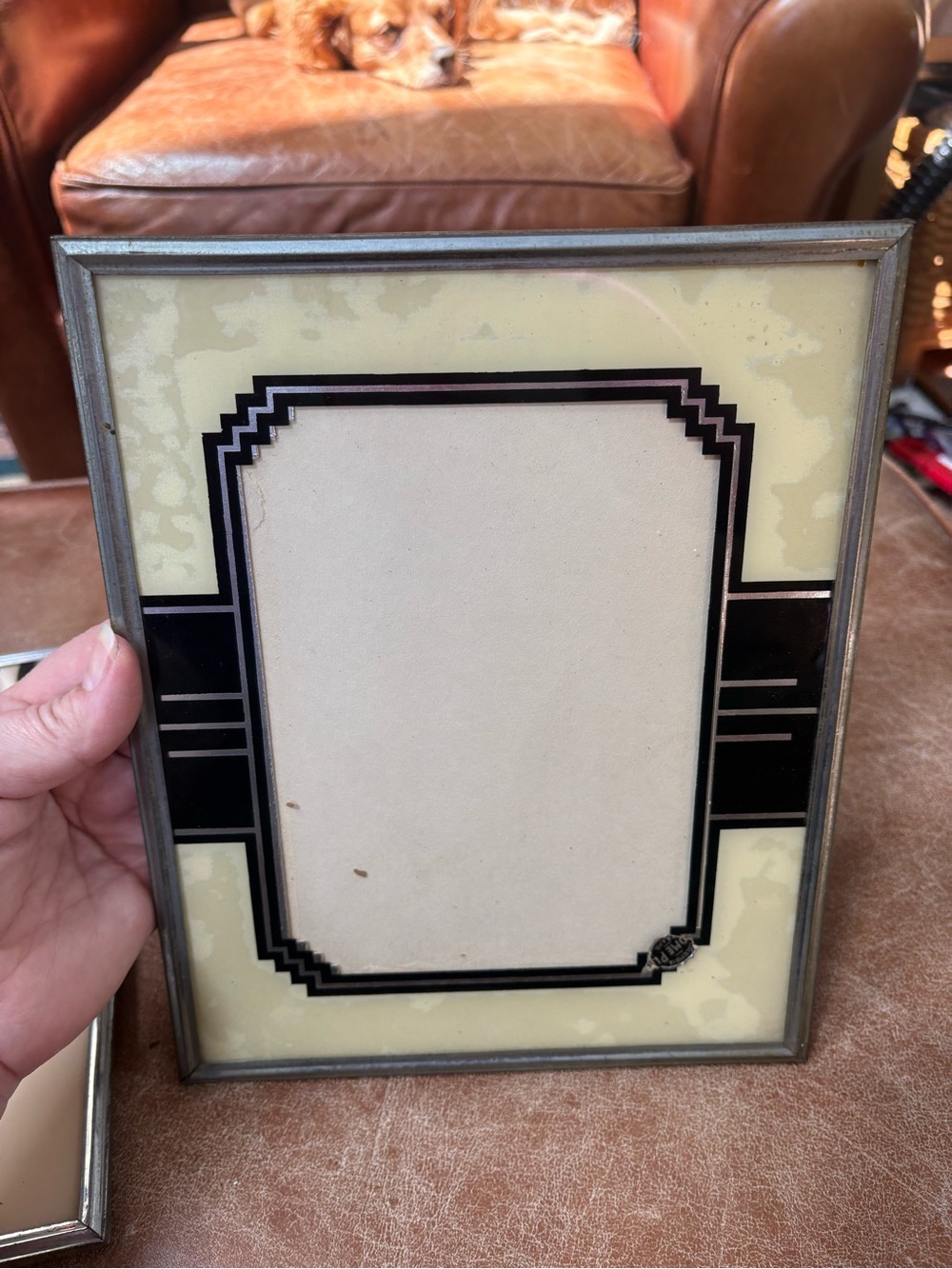 Lot of 2 Art Deco Vintage 1920s Glass Picture Frame 10x8 20s Metal Frame Antique - Picture 8 of 10